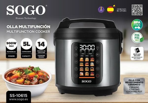 Sogo Ss-10615 Olla Deluxe Inteligente De Acero Inodable