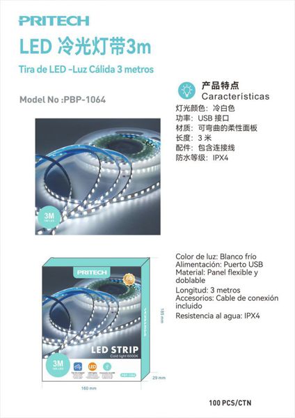 Pritech Pbp-1064 Tira De LED-Luz Fria 3M