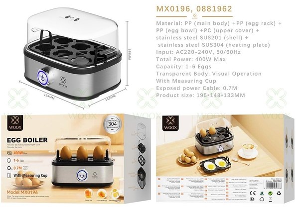 Woox 0881962 Mx0196 Hervidor De Huevos 400W