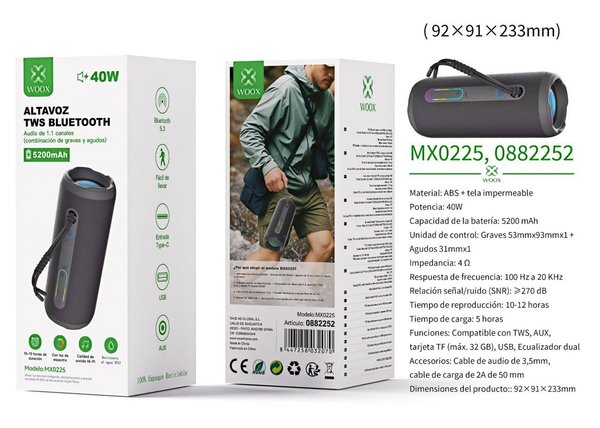 Woox 0882252 Mx0225 Altavoz BT Bateria 5200Mah