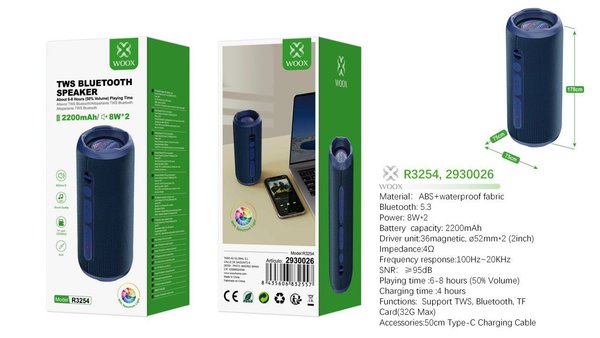 Woox 2930026 R3254 Altavoz BT 2200W