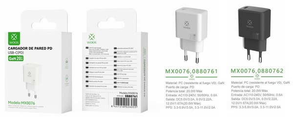 Woox 0880761 Mx0076 Adaptador Ue Pd Gan