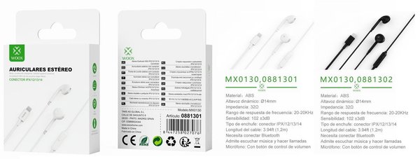 Woox 0881301 Mx0130 Auriculares Lightning BT Micro