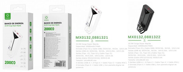 Woox 0881321 Mx0132 Power Bank 20000Mah