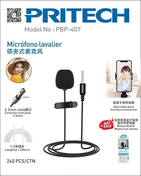 Pritech Pbp-407 Microfono Lavalier