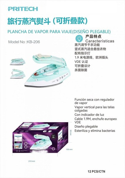 Pritech Kb-206 Plancha De Ropa Para Viaje