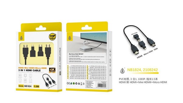 One Plus 2108242 Nb1824 Cable HDMI 3 En 1 HDMI Micro