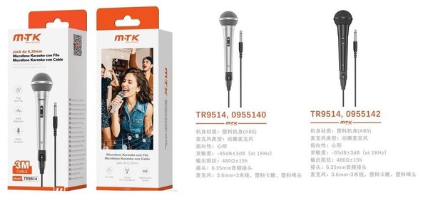 Mtk 0955140 Tr9514 Gr 3W Micrifono Karaoke Con Conector De A
